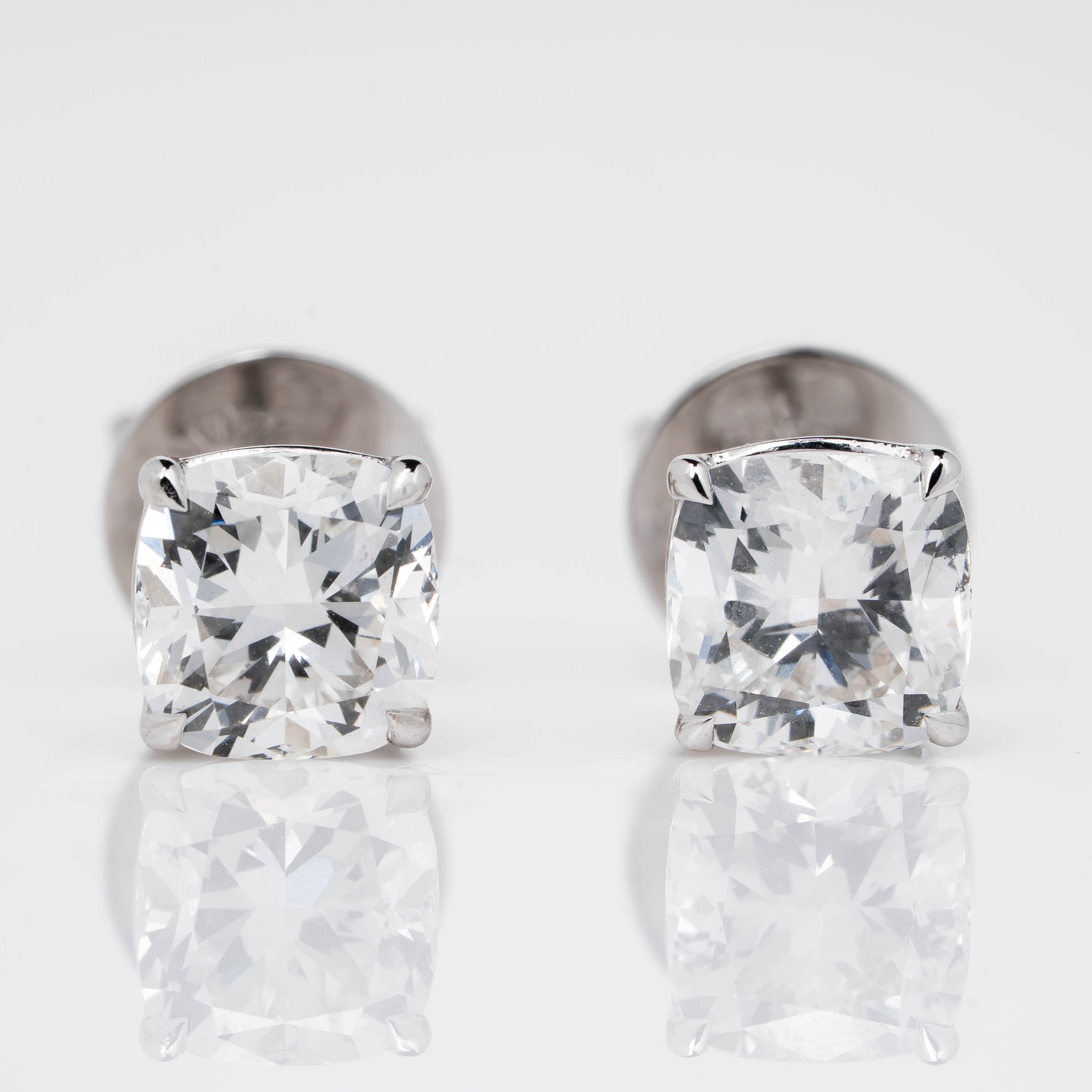 CUSHION CUT SOLITAIRE LAB-GROWN DIAMOND STUD EARRINGS IN  GOLD