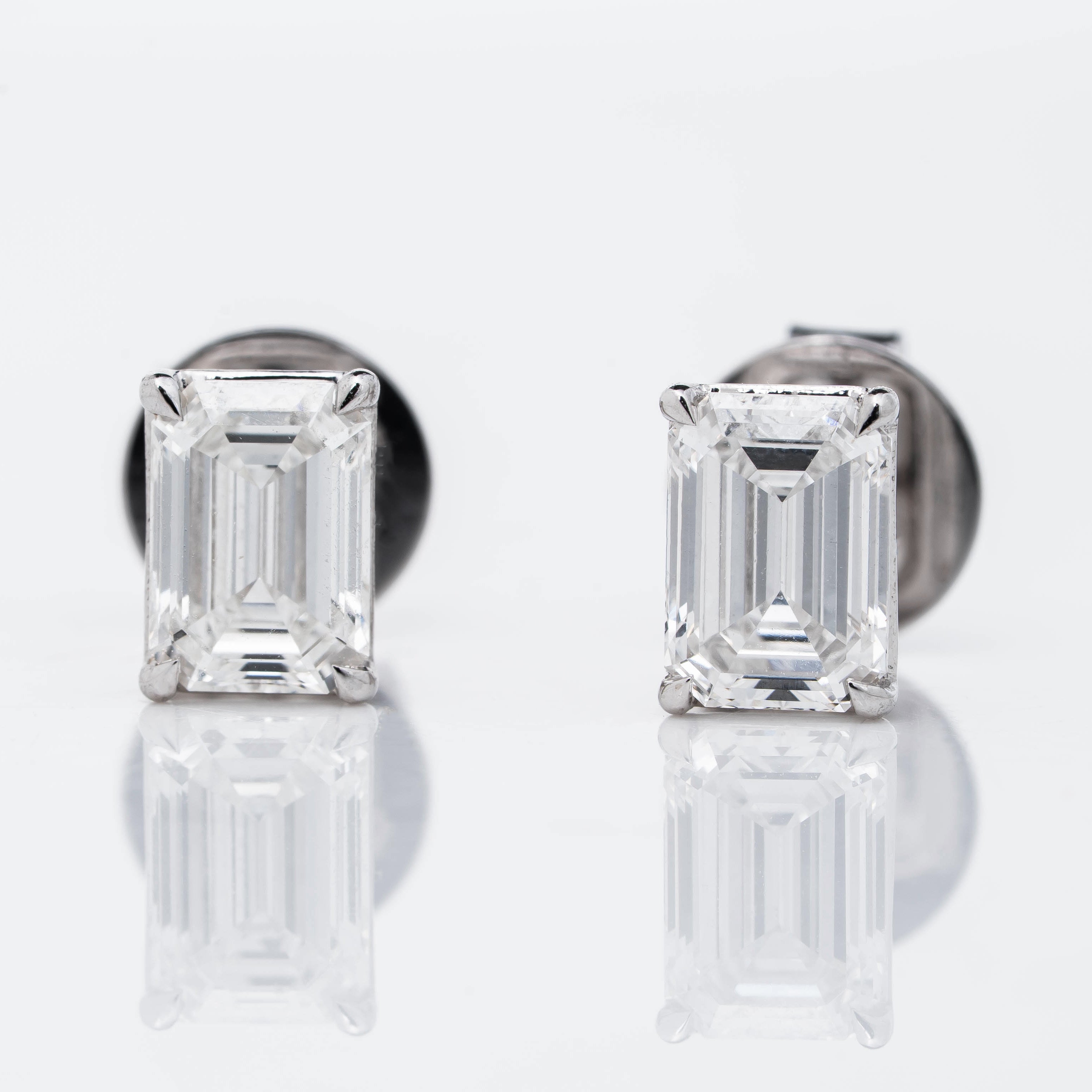 EMERALD CUT SOLITAIRE LAB-GROWN DIAMOND STUD EARRINGS