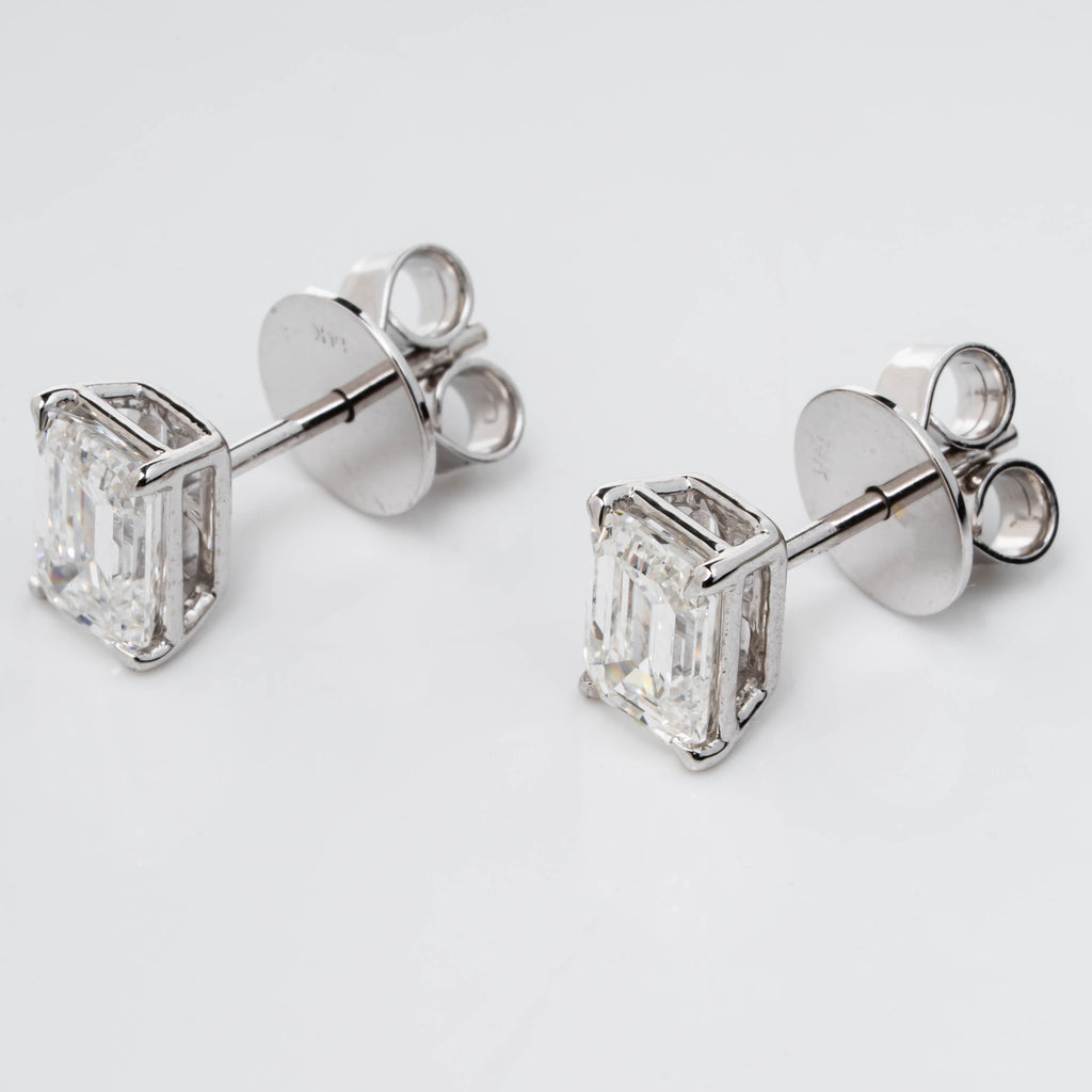 EMERALD CUT SOLITAIRE LAB-GROWN DIAMOND STUD EARRINGS