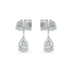 CASCADE DUET EARRINGS WITH EMERALD AND PEAR SOLITAIRE DIAMOND