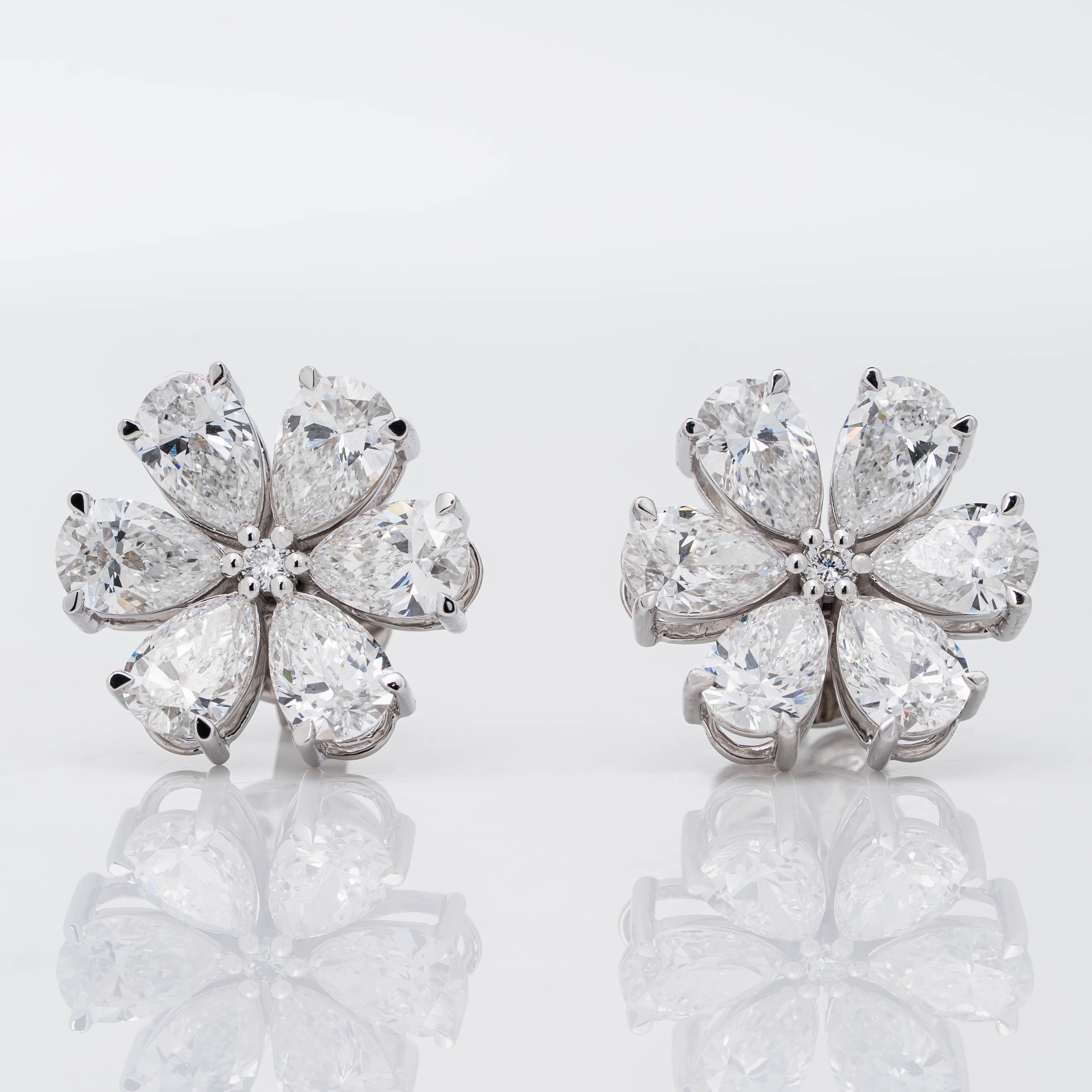 PEAR CUT DIAMOND FLORAL CLUSTER EARRINGS