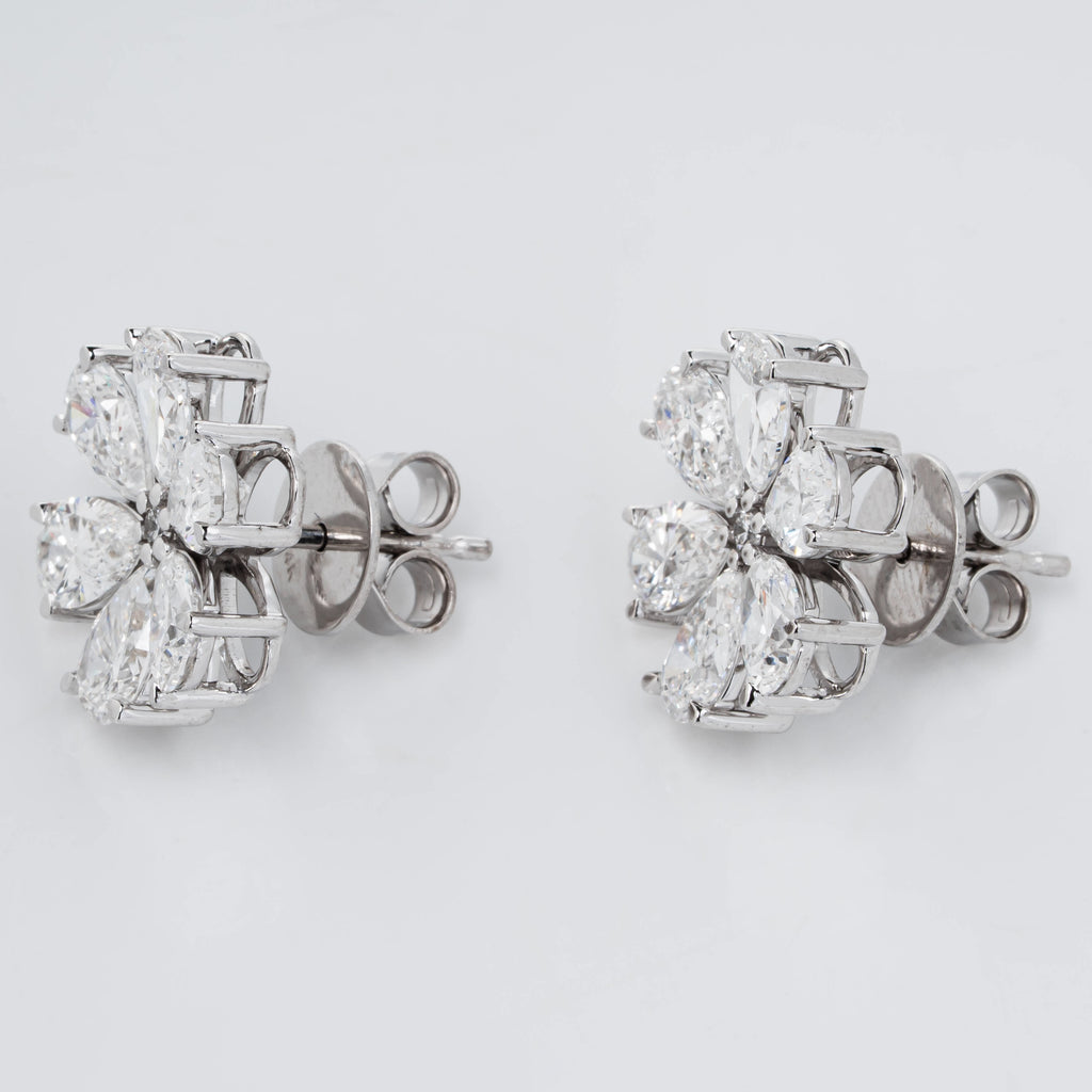 PEAR CUT DIAMOND FLORAL CLUSTER EARRINGS