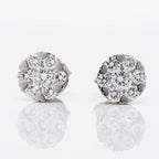 HEART PRONG ENTANGLED WITH CLUSTER SETTING ROUND DIAMOND STUD EARRINGS