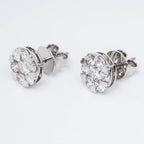 HEART PRONG ENTANGLED WITH CLUSTER SETTING ROUND DIAMOND STUD EARRINGS
