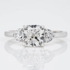 CUSHION TRIO RING WITH HEART CUT SOLITAIRE LAB GROWN DIAMOND