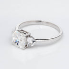 CUSHION TRIO RING WITH HEART CUT SOLITAIRE LAB GROWN DIAMOND