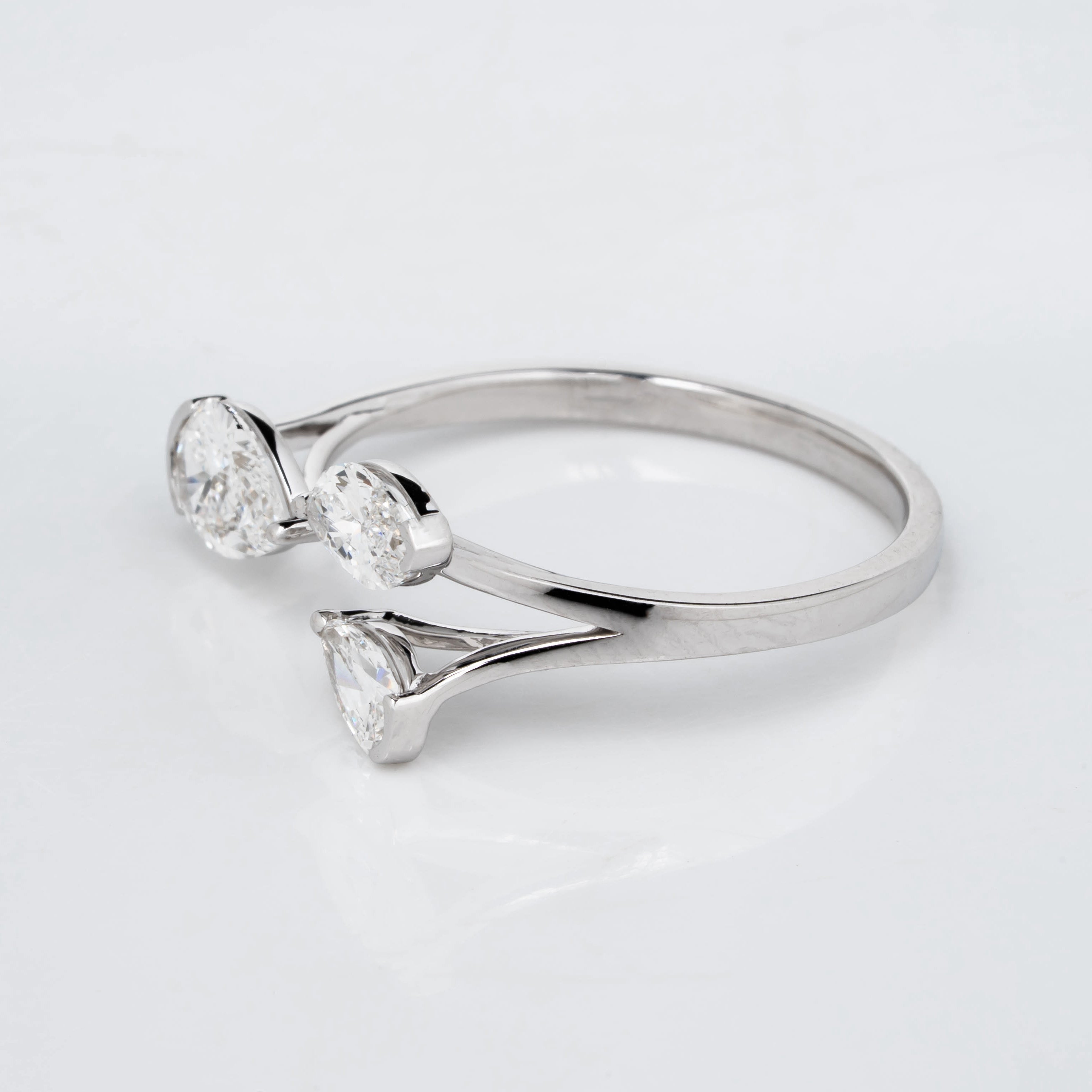PEAR TRIO RING WITH MARQUISE CUT SOLITAIRE LAB GROWN DIAMOND
