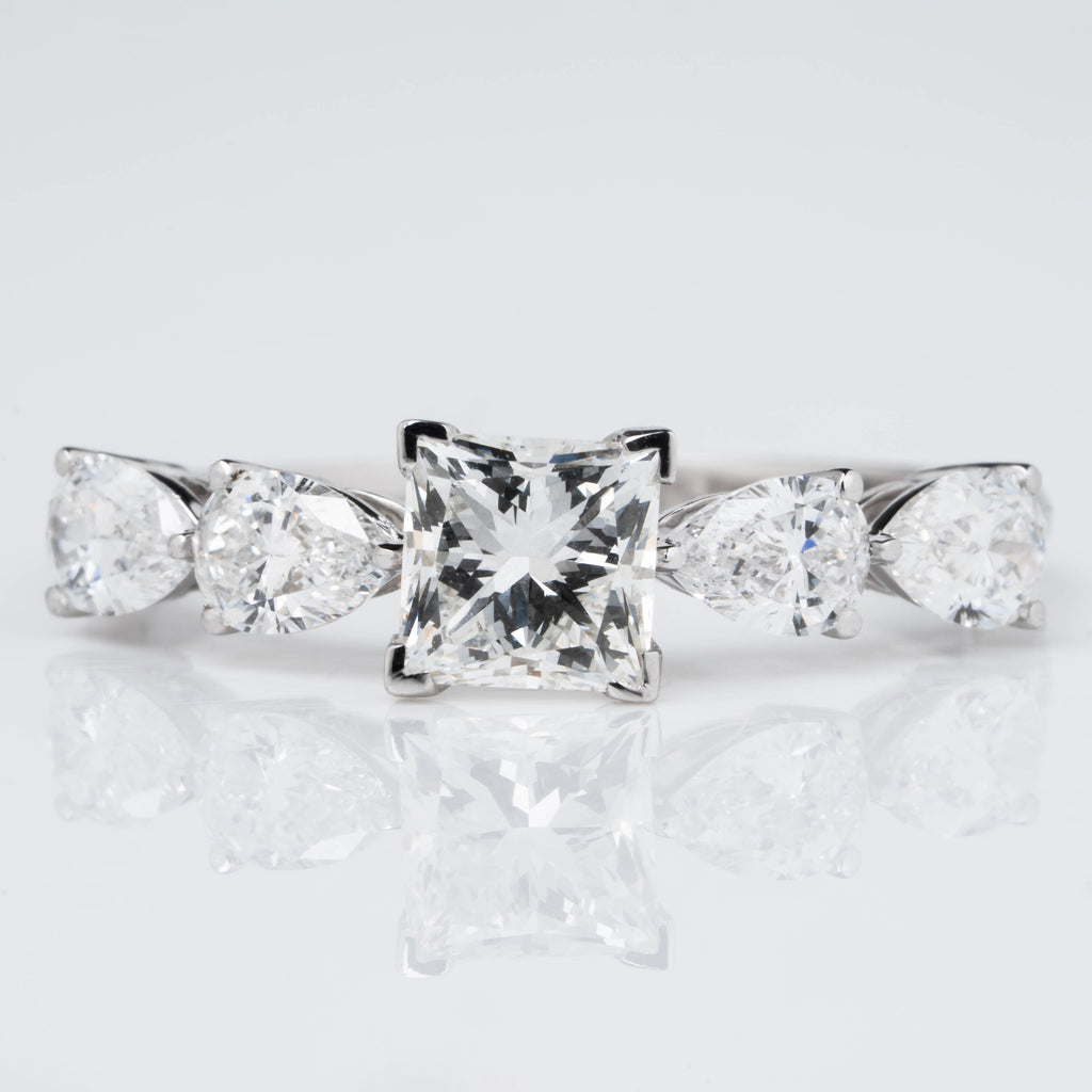 PRINCESS CROWN RING EMBRACED BY PEAR CUT SOLITAIRE LAB GROWN DIAMOND
