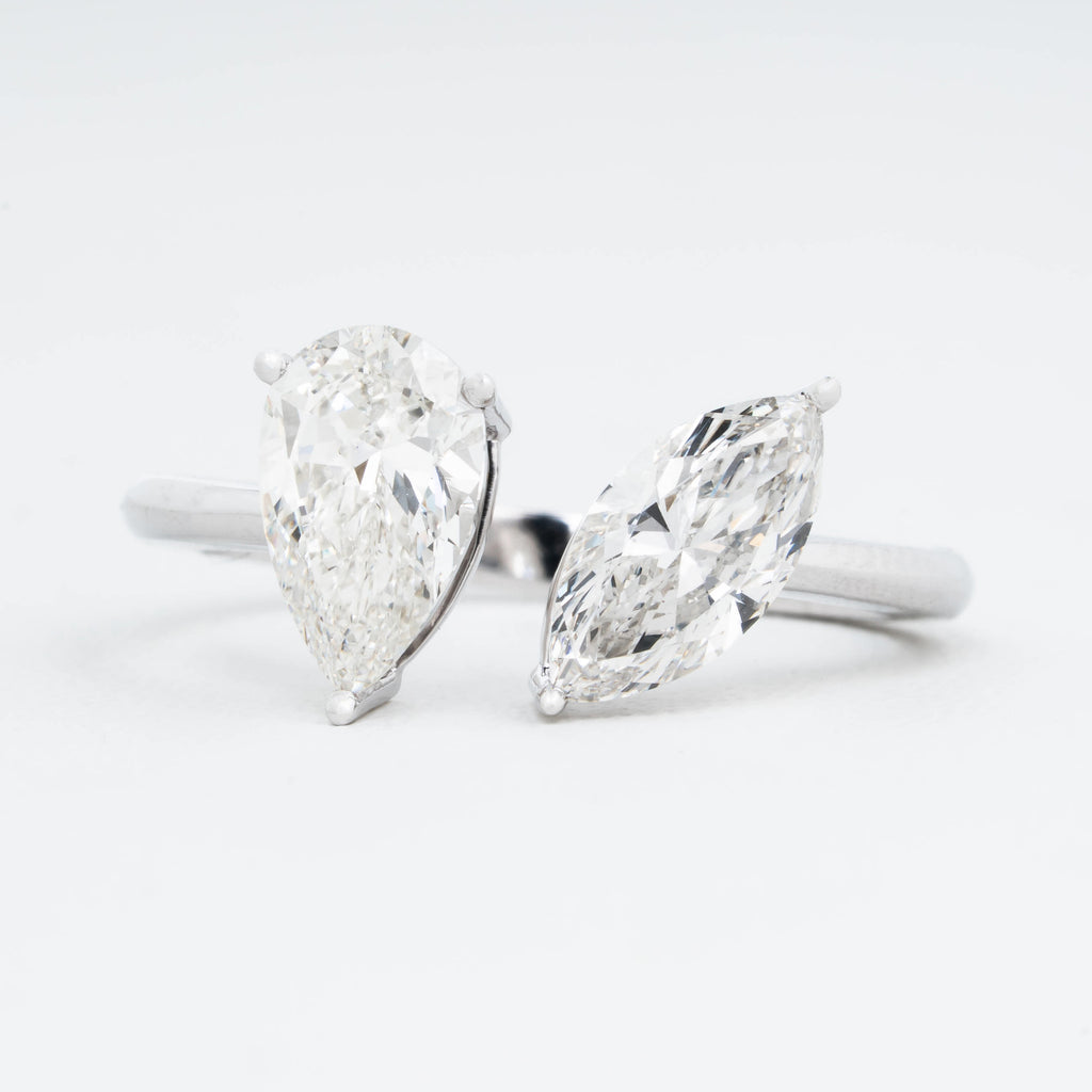 DUET RING IN MARQUISE & PEAR CUT SOLITAIRE LAB GROWN DIAMOND