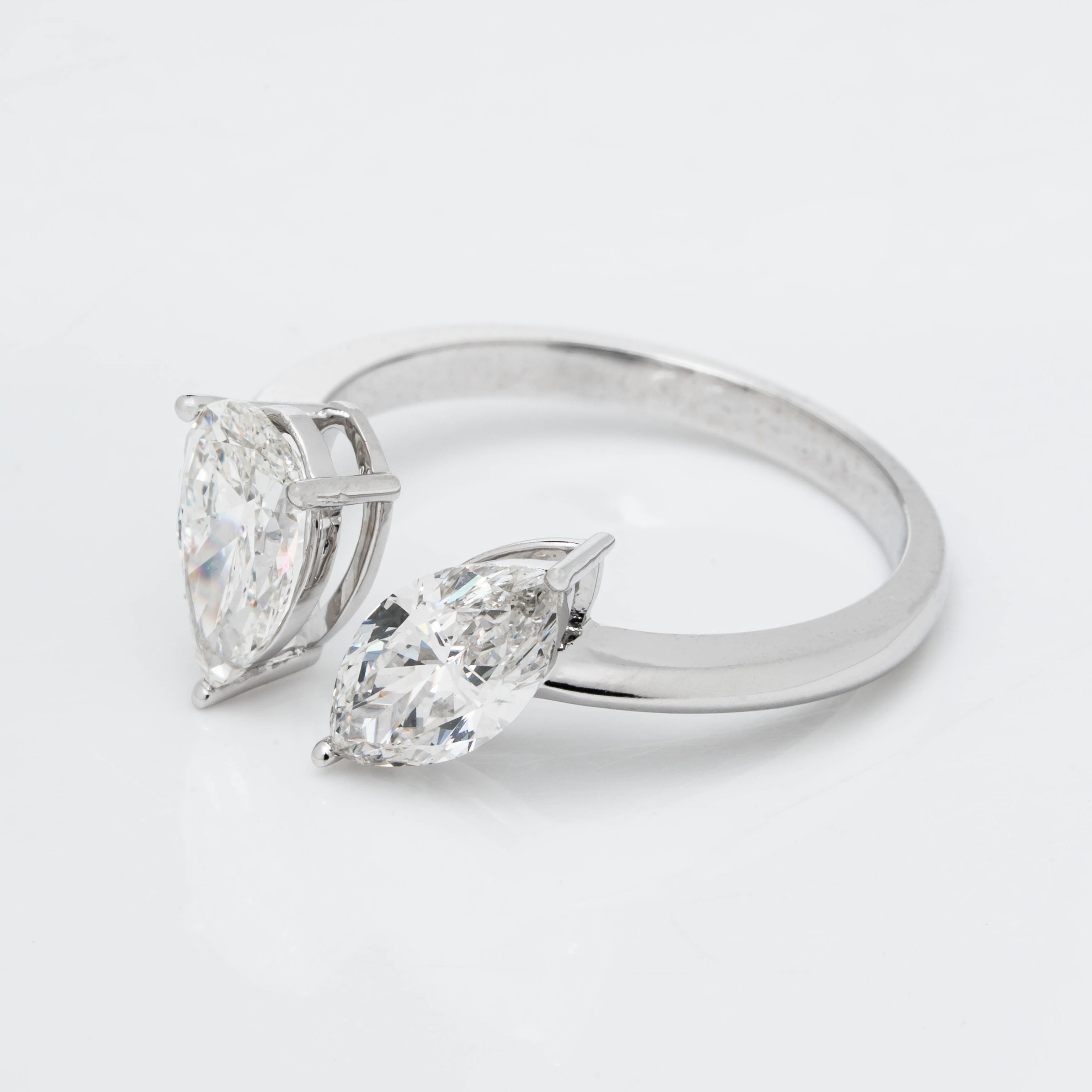 DUET RING IN MARQUISE & PEAR CUT SOLITAIRE LAB GROWN DIAMOND