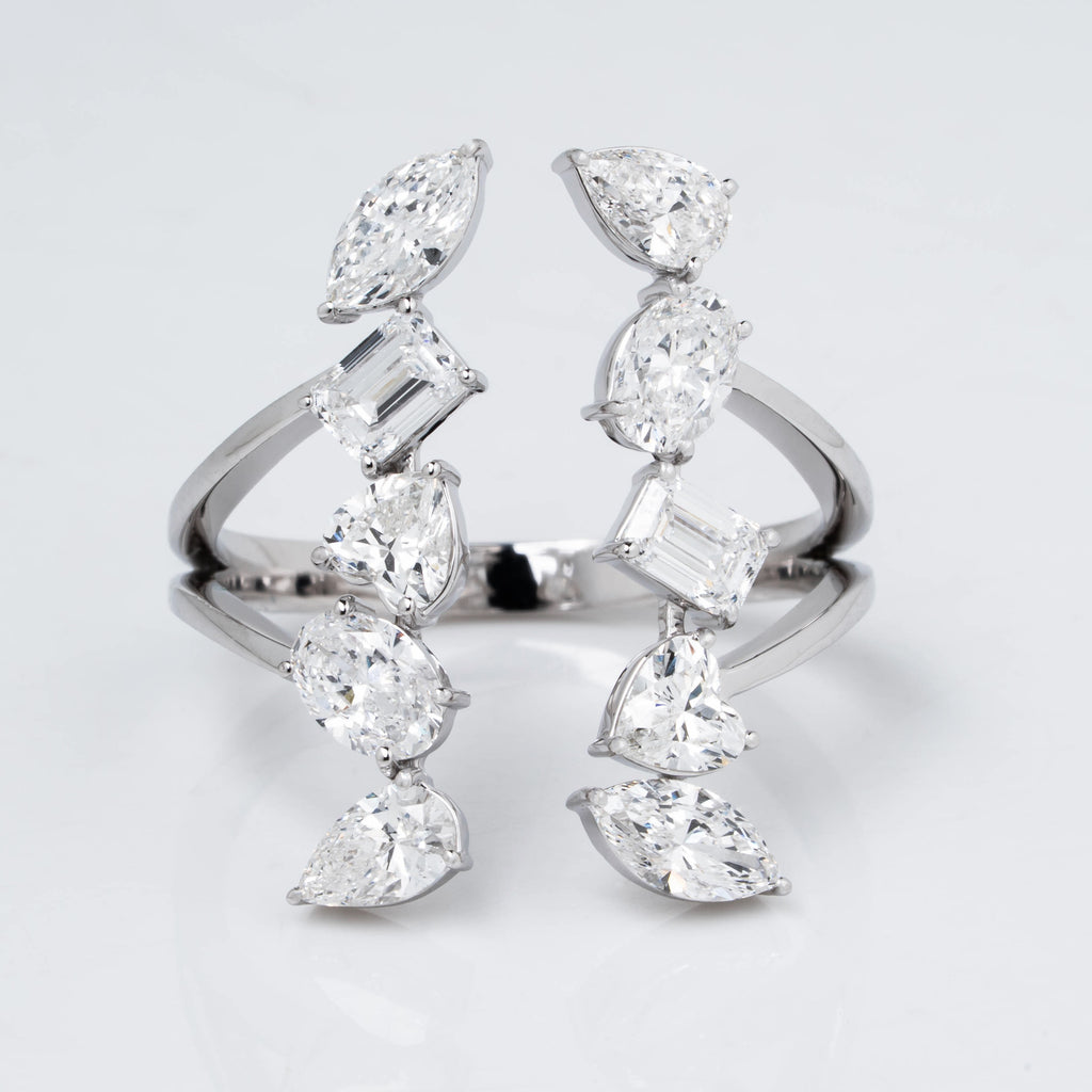 VERTICAL GAP RING WITH FANCY SHAPE SOLITAIRE LAB GROWN DIAMONDS