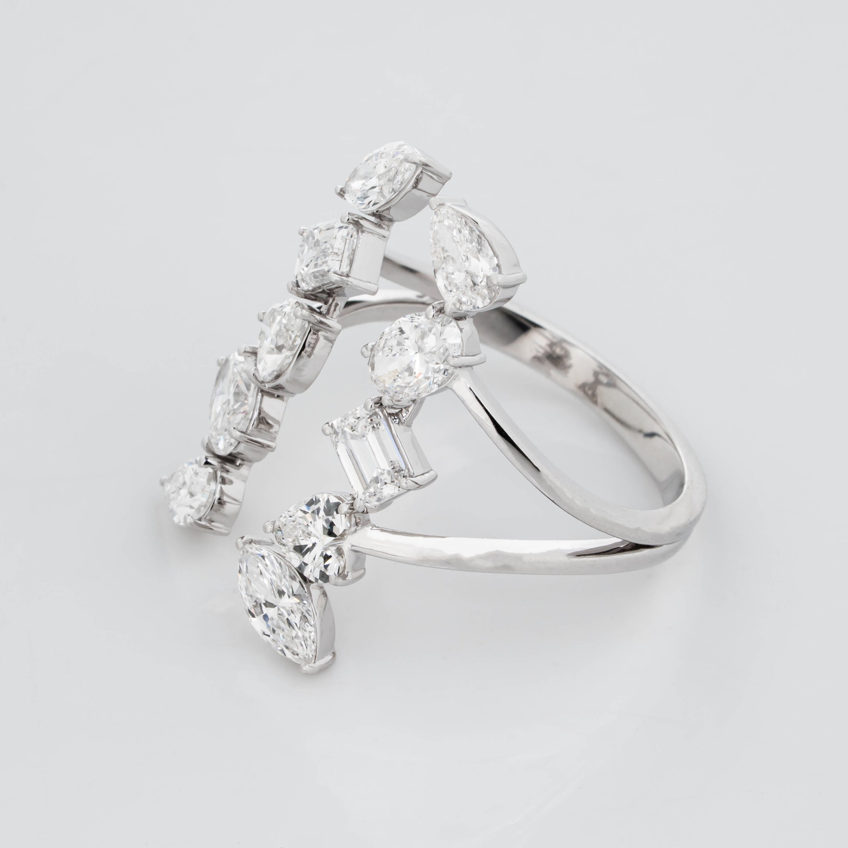 VERTICAL GAP RING WITH FANCY SHAPE SOLITAIRE LAB GROWN DIAMONDS