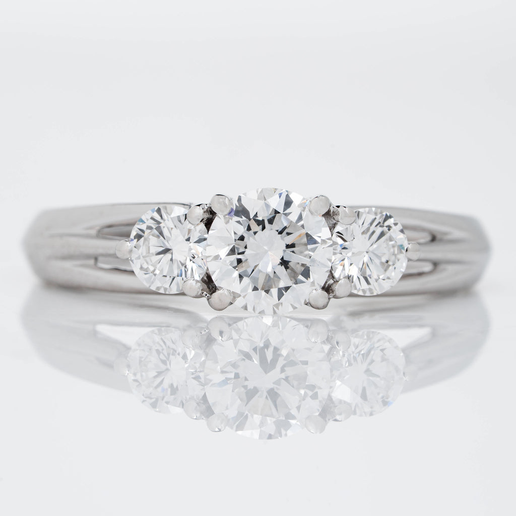 TRINITY RING WITH BRILLIANT ROUND CUT SOLITAIRE LAB GROWN DIAMOND
