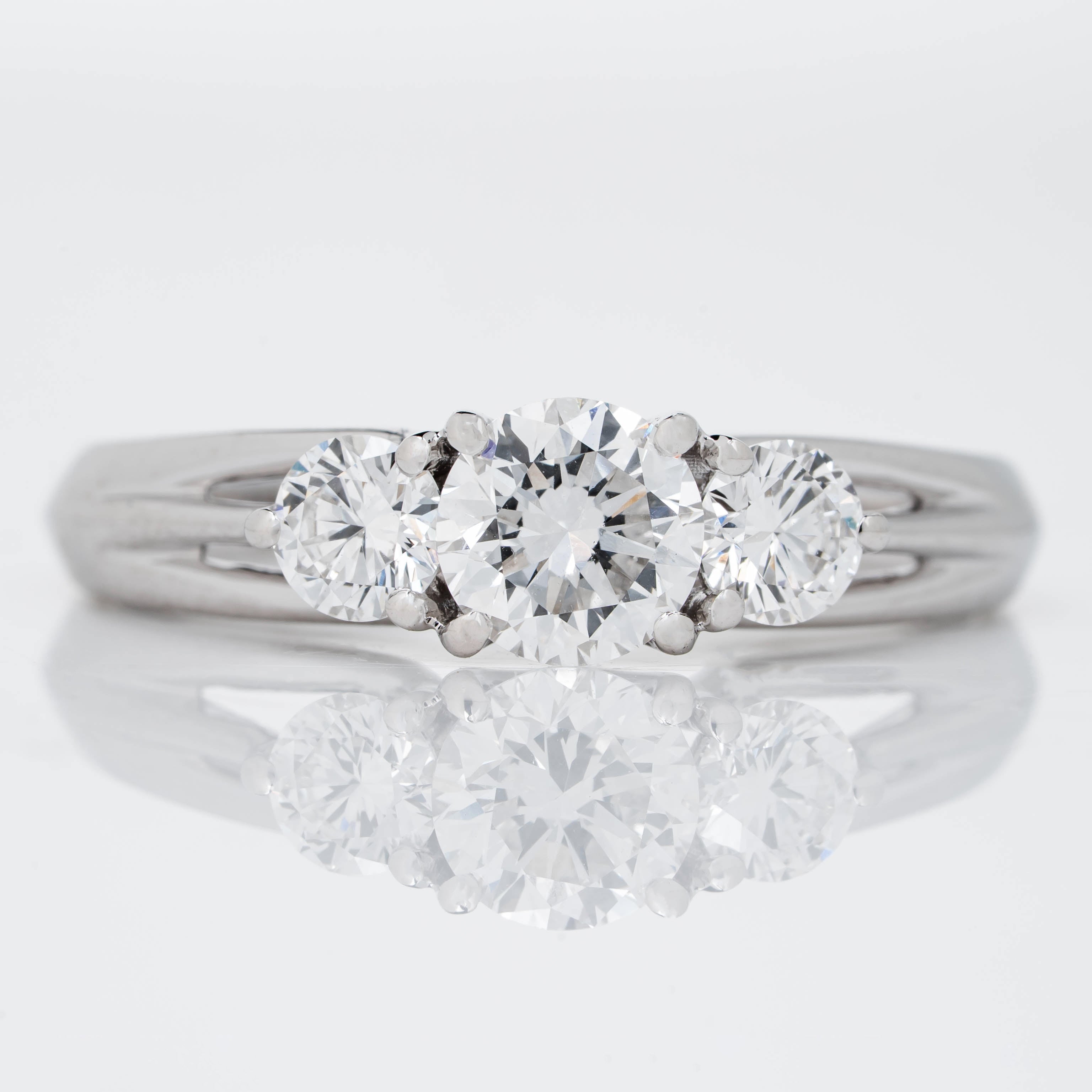 TRINITY RING WITH BRILLIANT ROUND CUT SOLITAIRE LAB GROWN DIAMOND