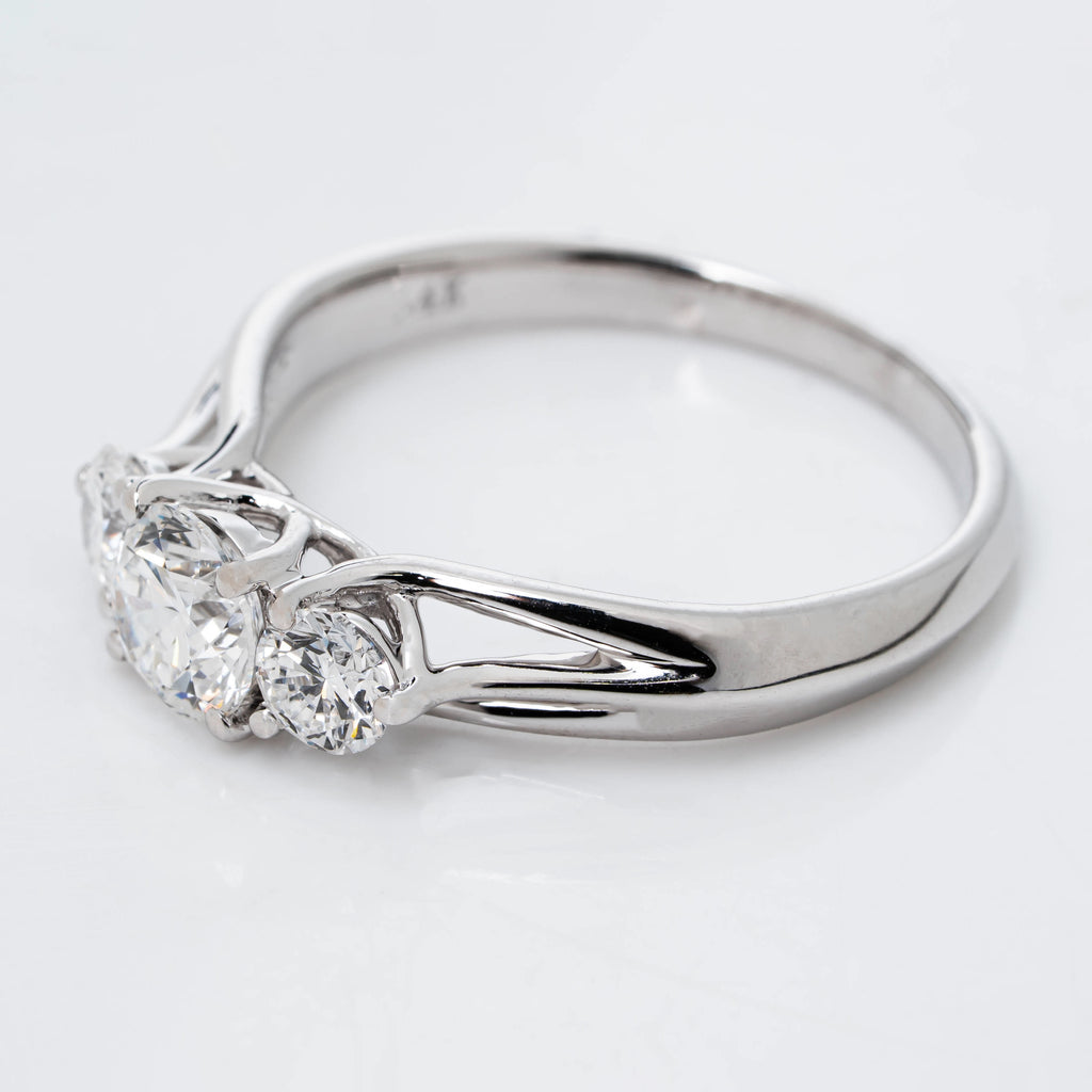 TRINITY RING WITH BRILLIANT ROUND CUT SOLITAIRE LAB GROWN DIAMOND