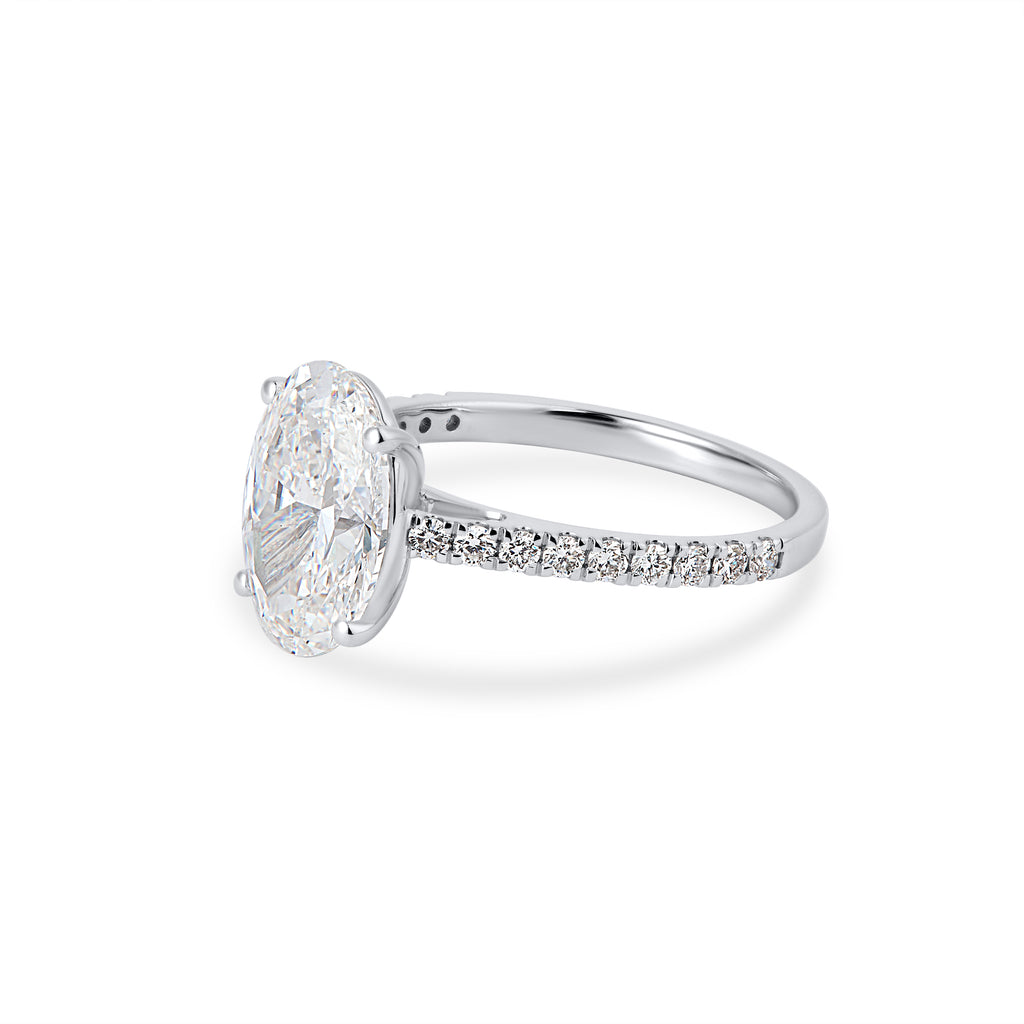 ENGAGEMENT RING WITH OVAL & ROUND CUT SOLITAIRE LAB GROWN DIAMOND