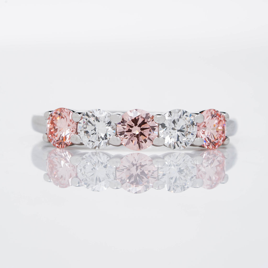 LIGHT PINK DIAMOND RING IN BRILLIANT ROUND CUT SOLITAIREE LAB GROWN DIAMOND