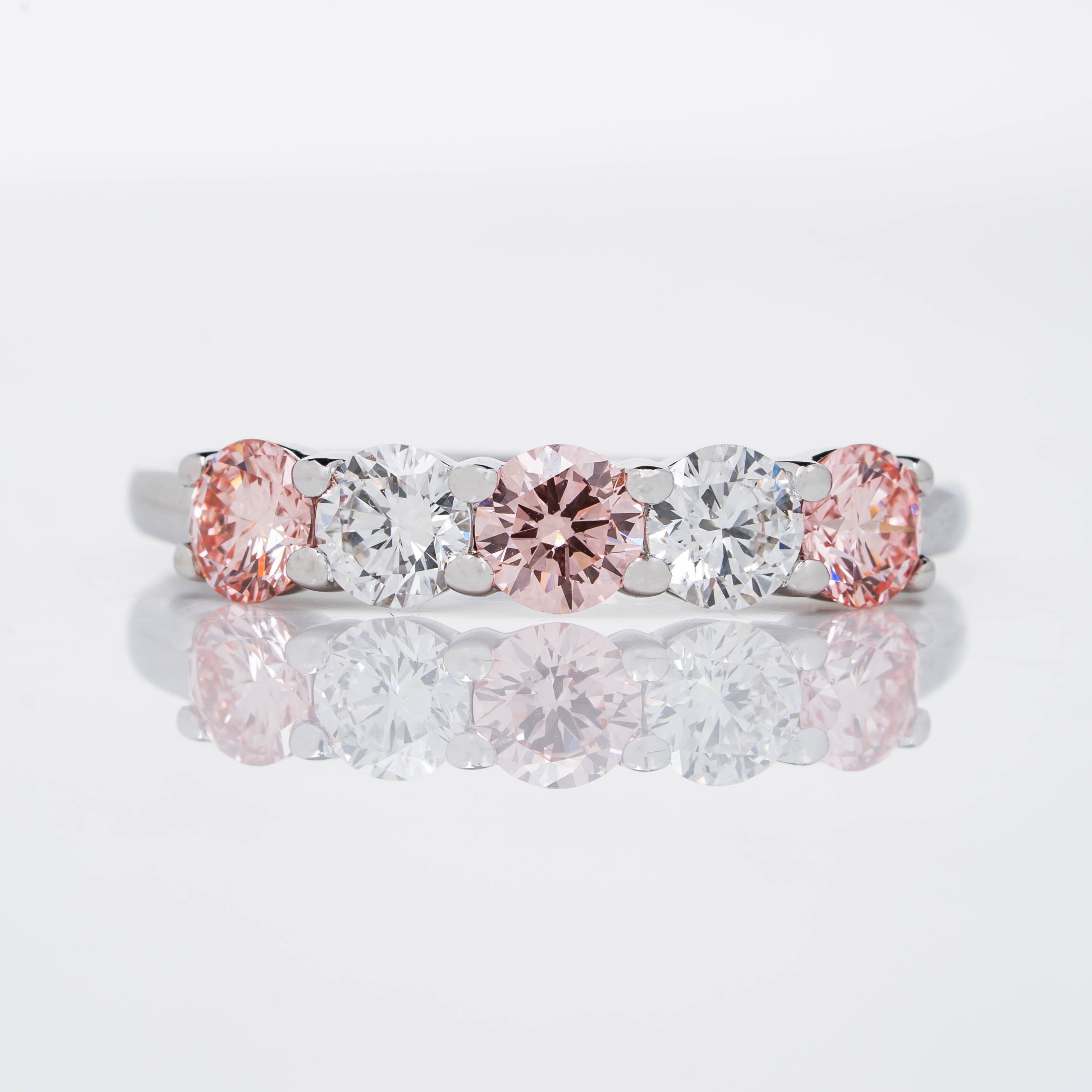 LIGHT PINK DIAMOND RING IN BRILLIANT ROUND CUT SOLITAIREE LAB GROWN DIAMOND