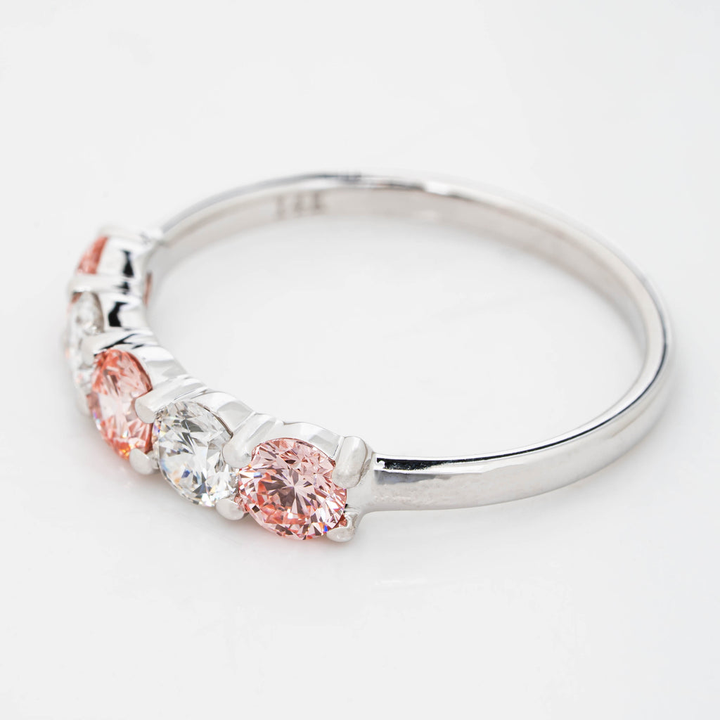 LIGHT PINK DIAMOND RING IN BRILLIANT ROUND CUT SOLITAIREE LAB GROWN DIAMOND
