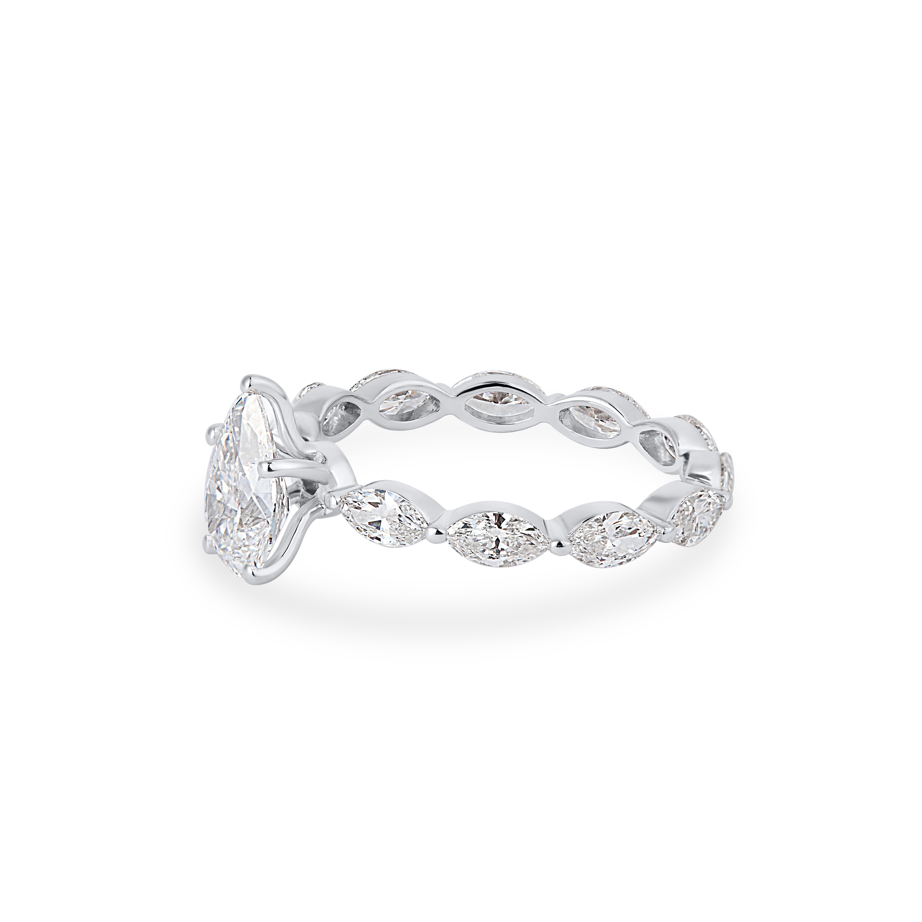HALO RING IN PEAR & MARQUISE CUT SOLITAIRE LAB GROWN DIAMOND