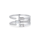 WATERFALL RING IN BAGUETTE & BRILLIANT ROUND CUT SOLITAIRE LAB GROWN DIAMOND