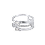 WATERFALL RING IN BAGUETTE & BRILLIANT ROUND CUT SOLITAIRE LAB GROWN DIAMOND