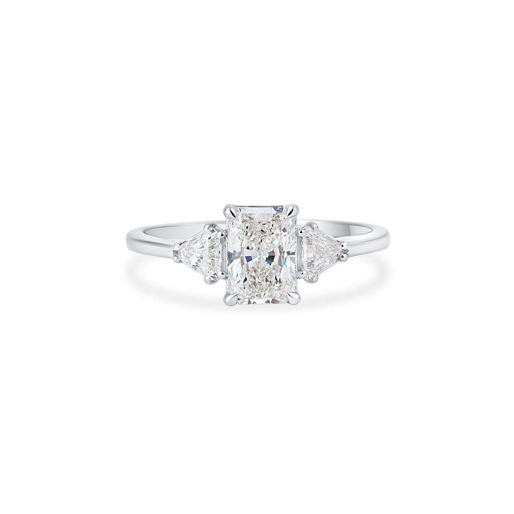 RADIANT TRIO RING WITH HALF MOON CUT SOLITAIRE LAB GROWN DIAMOND