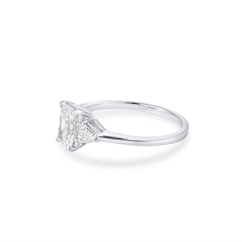 RADIANT TRIO RING WITH HALF MOON CUT SOLITAIRE LAB GROWN DIAMOND