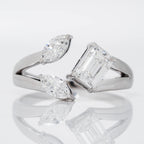 FLORAL RING SHOWCASING PERFECT EMERALD & MARQUISE CUT SOLITAIRE LAB GROWN DIAMOND