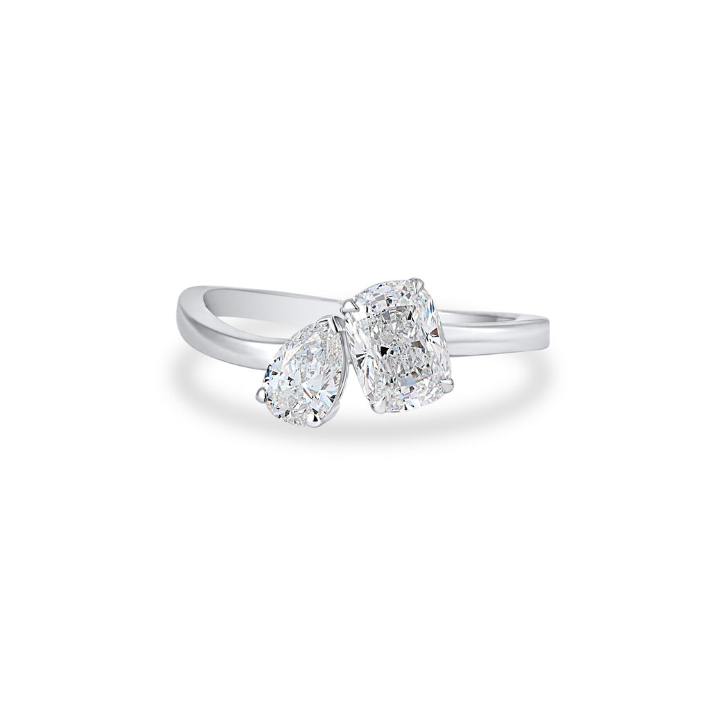 DUET RING IN CUSHION & PEAR CUT SOLITAIRE LAB GROWN DIAMOND