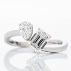 DUET RING IN EMERALD & PEAR CUT SOLITAIRE LAB GROWN DIAMOND