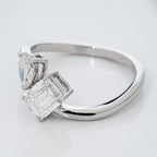 DUET RING IN EMERALD & PEAR CUT SOLITAIRE LAB GROWN DIAMOND