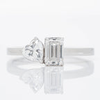 DUET RING IN HEART & EMERALD CUT SOLITAIRE LAB GROWN DIAMOND