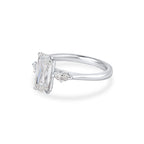 ELONGATED UNIQUE OVAL CUT SOLITAIRE LAB GROWN DIAMOND ENGAGEMENT RING WITH MARQUISE DIAMOND