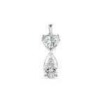 TWO STONE PENDENT EMBRACING PERFECT PEAR & HEART CUT SOLITAIR LAB GROWN DIAMOND