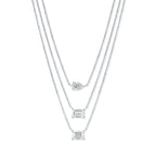 TRIPPLE LAYERED NECKLACE IN EMERALD & PEAR CUT LAB GROWN DIAMOND