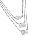 TRIPPLE LAYERED NECKLACE IN EMERALD & PEAR CUT LAB GROWN DIAMOND