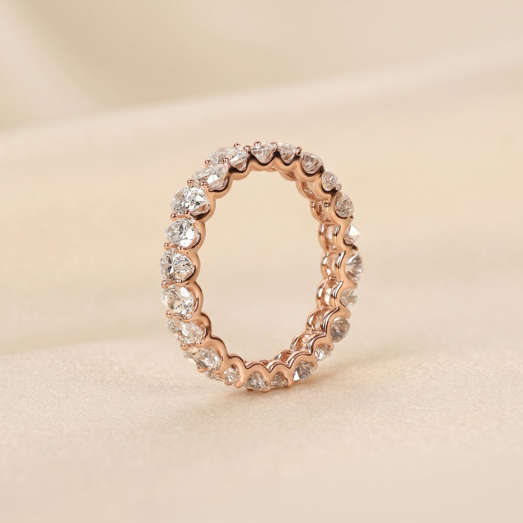 Alternating Pear Lab Grown Diamond Eternity Band in 10K Rose Gold 3.74 CTW