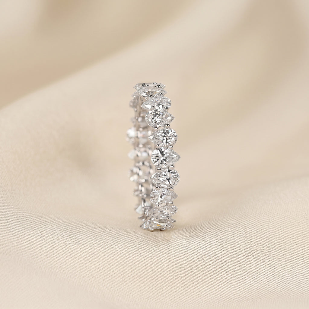 Alternating Pear Lab Grown Diamond Eternity Band in 10K White Gold 3.74 CTW