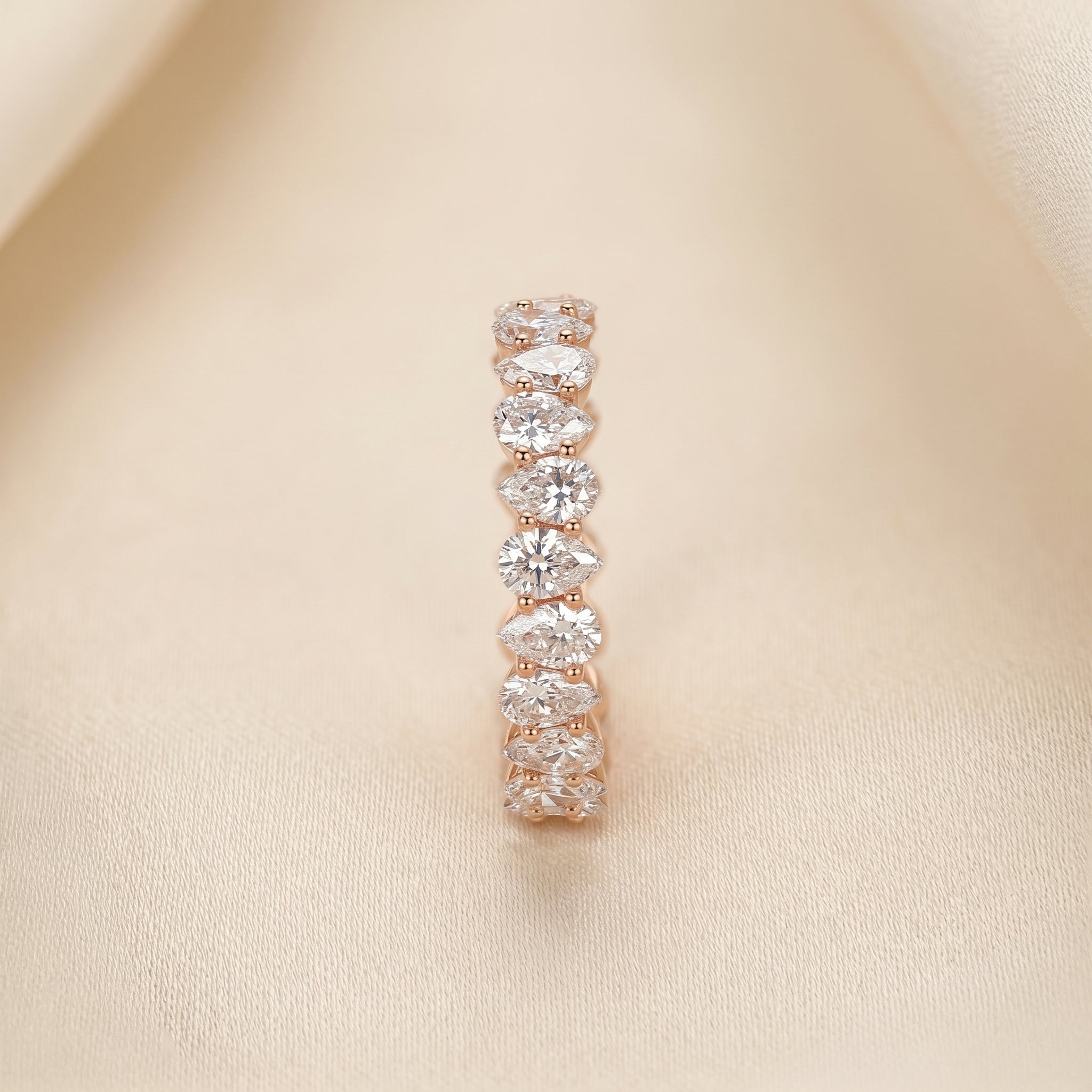 Alternating Pear Lab Grown Diamond Eternity Band in 14K Rose Gold 3.74 CTW