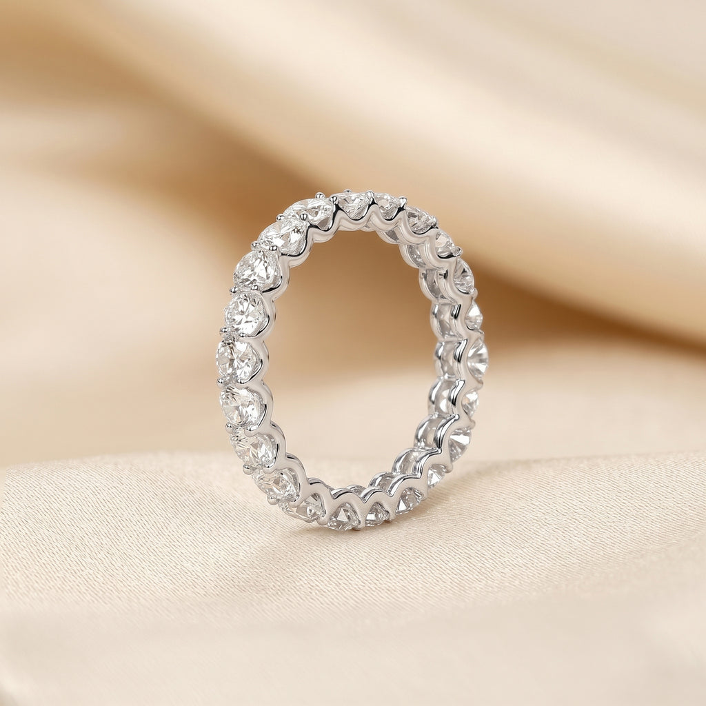 Alternating Pear Lab Grown Diamond Eternity Band in 14K White Gold 3.74 CTW