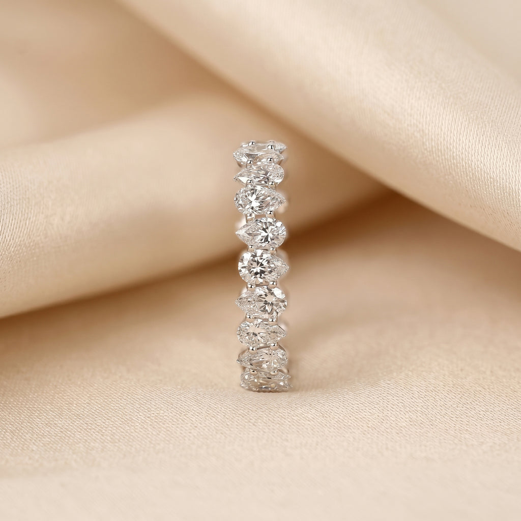 Alternating Pear Lab Grown Diamond Eternity Band in 14K White Gold 3.74 CTW