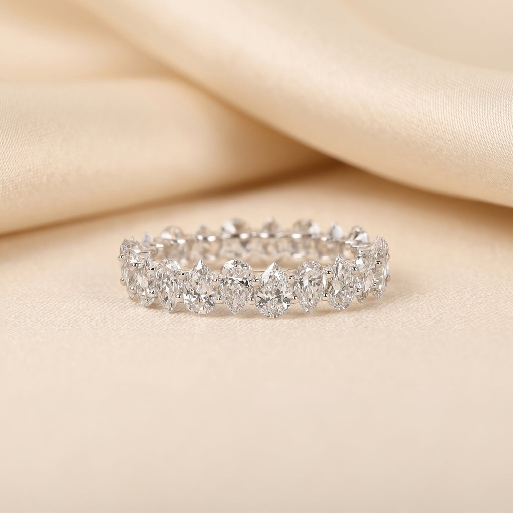 Alternating Pear Lab Grown Diamond Eternity Band in 14K White Gold 3.74 CTW