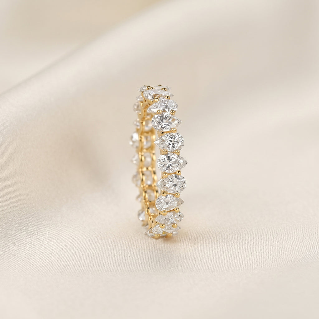 Alternating Pear Lab Grown Diamond Eternity Band in 14K Yellow Gold 3.74 CTW