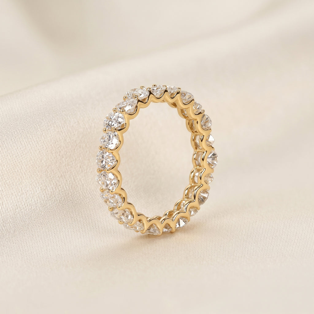 Alternating Pear Lab Grown Diamond Eternity Band in 14K Yellow Gold 3.74 CTW