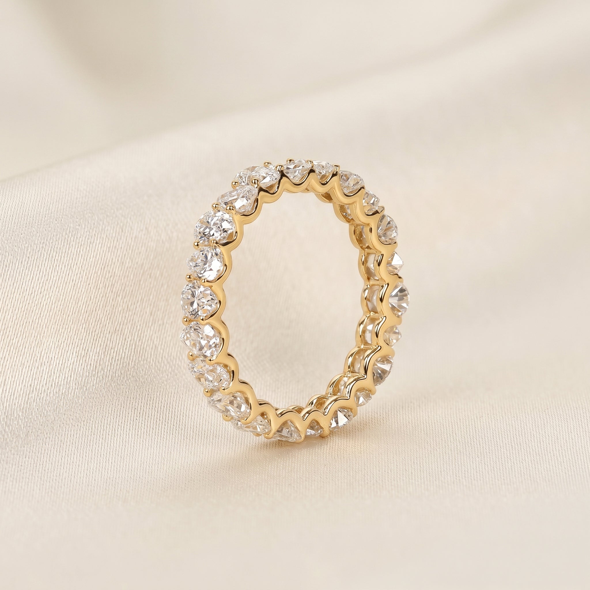 Alternating Pear Lab Grown Diamond Eternity Band in 14K Yellow Gold 3.74 CTW