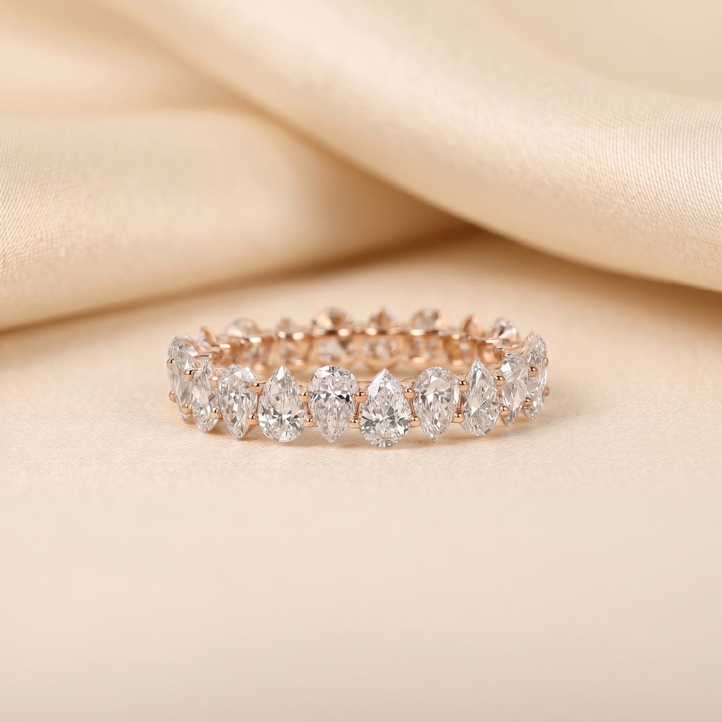 Alternating Pear Lab Grown Diamond Eternity Band in 18K Rose Gold 3.74 CTW