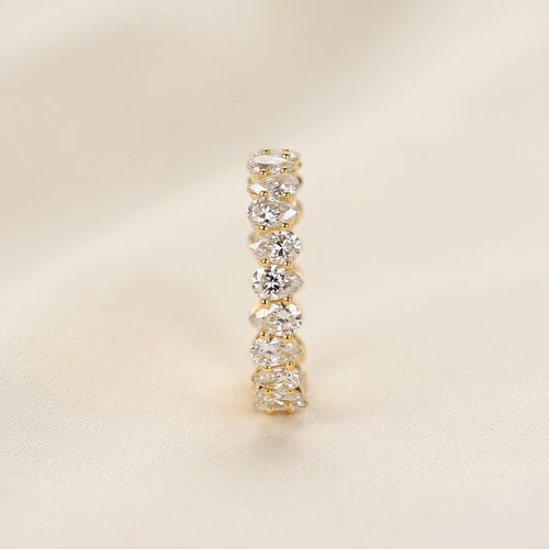Alternating Pear Lab Grown Diamond Eternity Band in 18K Yellow Gold 3.74 CTW