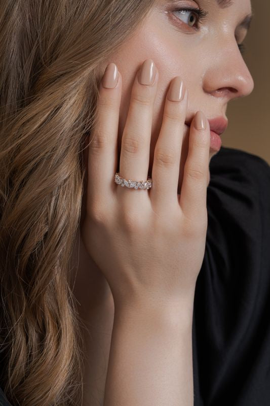 Alternating Round & Marquise Lab Grown Diamond Eternity Band in 14K White Gold 3 CTW
