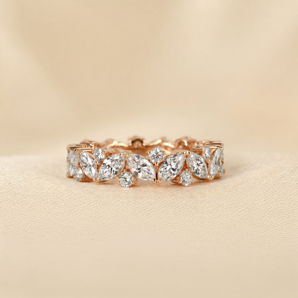 Alternating Round & Marquise Lab Grown Diamond Eternity Band in 10K Rose Gold 3 CTW